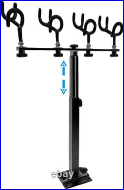Heavy Duty Aluminum Boat Fishing Rod Holder 4 Pole Rack Adjustable 360 Rotation