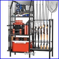 Heavy Duty Fishing Rod Holders Rack 3 Tier Storage for 18 Rods, Metal Organize