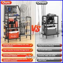 Heavy Duty Fishing Rod Holders Rack 3 Tier Storage for 18 Rods, Metal Organize