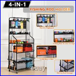 Heavy Duty Fishing Rod Rack, Fishing Organizer for Garage, Fishing Gear Holder f