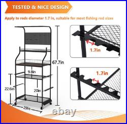Heavy Duty Fishing Rod Rack, Fishing Organizer for Garage, Fishing Gear Holder f