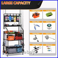Heavy Duty Fishing Rod Rack, Fishing Organizer for Garage, Fishing Gear Holder f