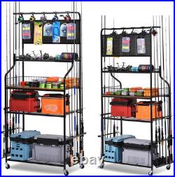 Heavy Duty Fishing Rod Rack, Fishing Organizer for Garage, Fishing Gear Holder f
