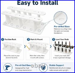 Heavy-Duty HDPE Fishing Rod Holder Rack for 12 Rods Deck & Dock Mount Rod Stor