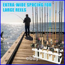 Heavy-Duty HDPE Fishing Rod Holder Rack for 12 Rods Deck & Dock Mount Rod Stor