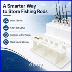 Heavy-Duty HDPE Fishing Rod Holder Rack for Deck & Dock Mount Rod 12 Rods
