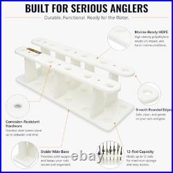 Heavy-Duty HDPE Fishing Rod Holder Rack for Deck & Dock Mount Rod 12 Rods