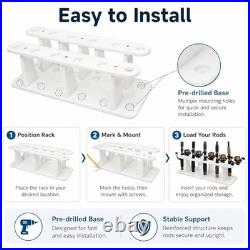 Heavy-Duty HDPE Fishing Rod Holder Rack for Deck & Dock Mount Rod 12 Rods