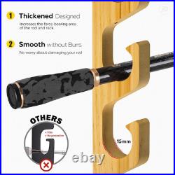 Horizontal Fishing Rod Holders for Garage or Ceiling, Solid Wood, Holds 5/10/20