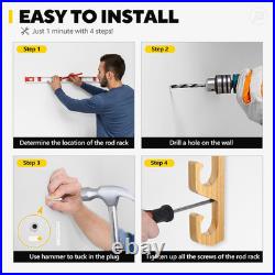 Horizontal Fishing Rod Holders for Garage or Ceiling, Solid Wood, Holds 5/10/20