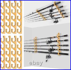 Horizontal Fishing Rod Holders for Garage or Ceiling, Solid Wood, Holds 5/10/20