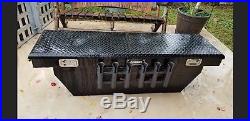 Husky truck tool box with fishing rod holders, key included