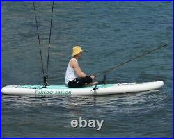 Inflatable 0.9mm PVC 12ft Fishing SUP Paddle Surf Board With Fishing Rod Holders