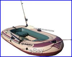 Inflatable Fishing Rafts Boat 4 Person Heavy Duty Rod Holder Lake Pond Sea Oar
