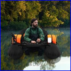 Inflatable Float Tube withAdjustable Fishing Rod Holder Fish Hook Stator Flippers