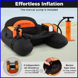 Inflatable Float Tube withAdjustable Fishing Rod Holder Fish Hook Stator Flippers