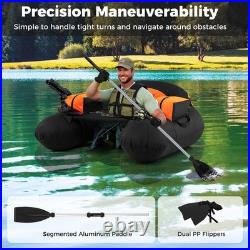 Inflatable Float Tube withAdjustable Fishing Rod Holder Fish Hook Stator Flippers