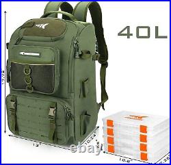 Karryall Fishing Tackle Backpack with Rod Holders 4 Tackle Boxes 40L Large