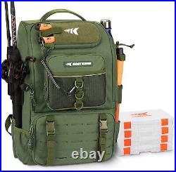 Karryall Fishing Tackle Backpack with Rod Holders 4 Tackle Boxes 40L Large