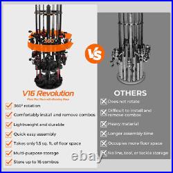 KastKing V16 Fishing Rod Rack With Rotating Base- Fishing Pole Rack Holds Up to
