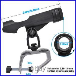 LBW Boat Fishing Rod Holder Clamp on Rod Holder 360 Degree Adjustable Dual-use F