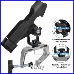 LBW Boat Fishing Rod Holder Clamp on Rod Holder 360 Degree Adjustable Dual-use F