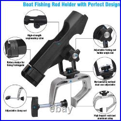 LBW Boat Fishing Rod Holder Clamp on Rod Holder 360 Degree Adjustable Dual-use F