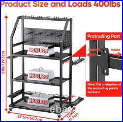 Large Fishing Pole Holders with Wheels for Garage, 3 Tier Heavy Duty Metal Fishin