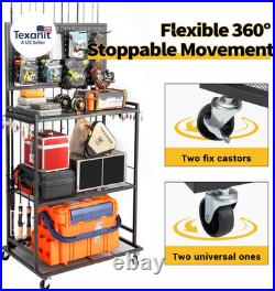 Large Size Fishing Rod Holders for Garage, 3-Tier Fishing Pole Rack with Pegboar