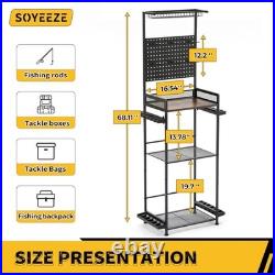 Large Size Fishing Rod Holders for Garage, Heavy Duty 4-Tier 1-Standard Black