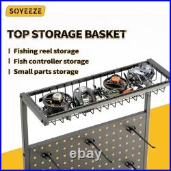 Large Size Fishing Rod Holders for Garage, Heavy Duty 4-Tier 1-Standard Black