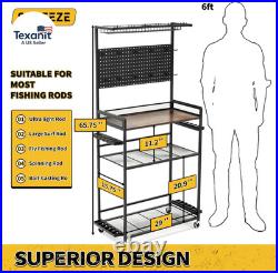 Large Size Fishing Rod Holders for Garage, Heavy Duty 4-Tier Fishing Pole Rack H