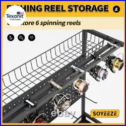 Large Size Fishing Rod Holders for Garage, Heavy Duty 4-Tier Fishing Pole Rack H