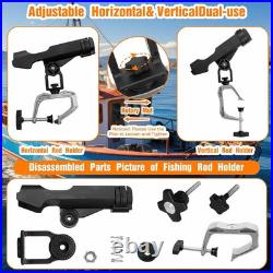 Liliful 6 Pack Fishing Boat Rod Holder 360 Degree Adjustable with Large Clamp Bo