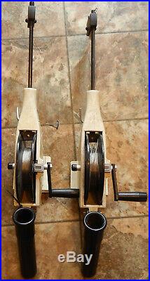 Lot of 2 Cannon Manual Downriggers Short Arm with Rod Holders 5 Digit Counter Pair