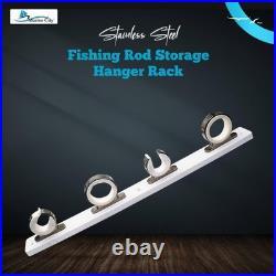 MARINE CITY 316 Stainless Steel Fishing Rod Storage Hanger Rack White Poly Board