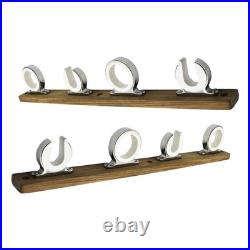 MARINE CITY Teak Base 4-Rod Reel Board Fishing Rod Hanger Rack