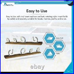 MARINE CITY Teak Base 4-Rod Reel Board Fishing Rod Hanger Rack