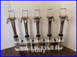 Marine 5-Rod Fishing Rod Port Side Holder Aluminum withStainless Snapper Inserts Marine 5-Rod Fishing Rod Port Side Holder Aluminum withStainless Snapper Inserts