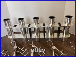 Marine 5-Rod Fishing Rod Port Side Holder Aluminum withStainless Snapper Inserts Marine 5-Rod Fishing Rod Port Side Holder Aluminum withStainless Snapper Inserts