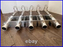 Marine 5-Rod Fishing Rod Port Side Holder Aluminum withStainless Snapper Inserts Marine 5-Rod Fishing Rod Port Side Holder Aluminum withStainless Snapper Inserts
