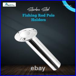 Marine City 316 Stainless Steel Fishing Rod Holder Drain Flush Mount 30° Angle