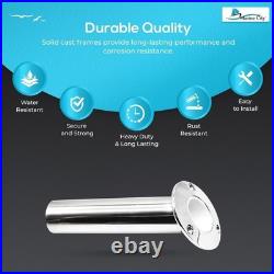 Marine City 316 Stainless Steel Fishing Rod Holder Drain Flush Mount 30° Angle