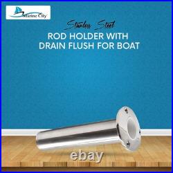 Marine City 90° Deluxe Fishing Flush Mount Rod Holder 316 SS with Drain Boat 2 Pcs