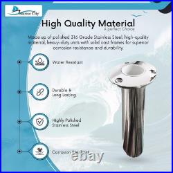 Marine City 90° Deluxe Fishing Flush Mount Rod Holder 316 SS with Drain Boat 2 Pcs