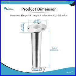Marine City 90° Deluxe Fishing Flush Mount Rod Holder 316 SS with Drain Boat 2 Pcs