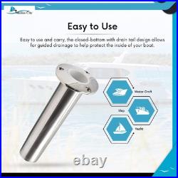 Marine City 90° Deluxe Fishing Flush Mount Rod Holder 316 SS with Drain Boat 2 Pcs