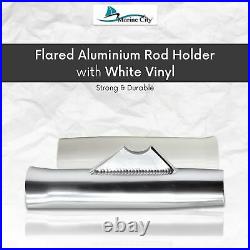 Marine City Aluminum Flared Weld-On White Vinyl Insert Fishing Rod Holder L