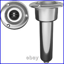 Mate Series 0° Boat Fishing Pole Cup Rod Holder Stainless Steel Drain Round Top