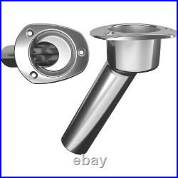 Mate Series Stainless Steel 30° Rod & Cup Holder Open Oval Top